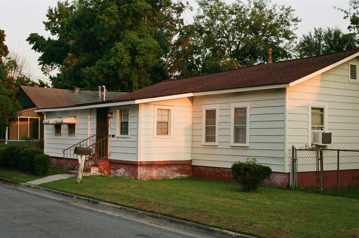 A rental home at sunset